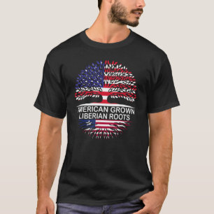 USA & Liberia Flags American Grown Liberian Roots T-Shirt