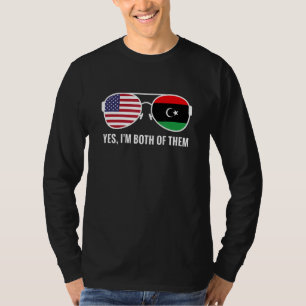 Usa Libya Flag Sunglasses Libyan Americans T-Shirt
