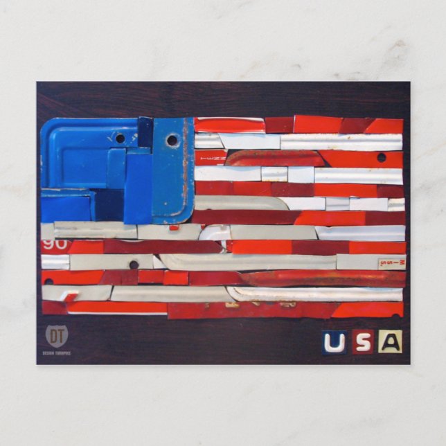 USA License Plate Art Flag Postcard (Front)