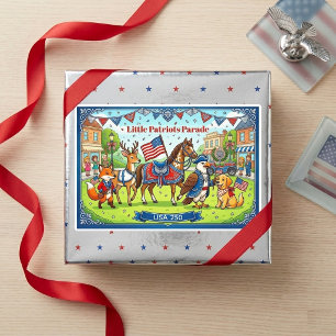 USA Little Patriots Animal Parade American Flag  Rectangular Sticker
