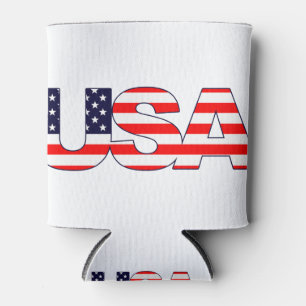 USA Logo Initials with American flag Can Cooler