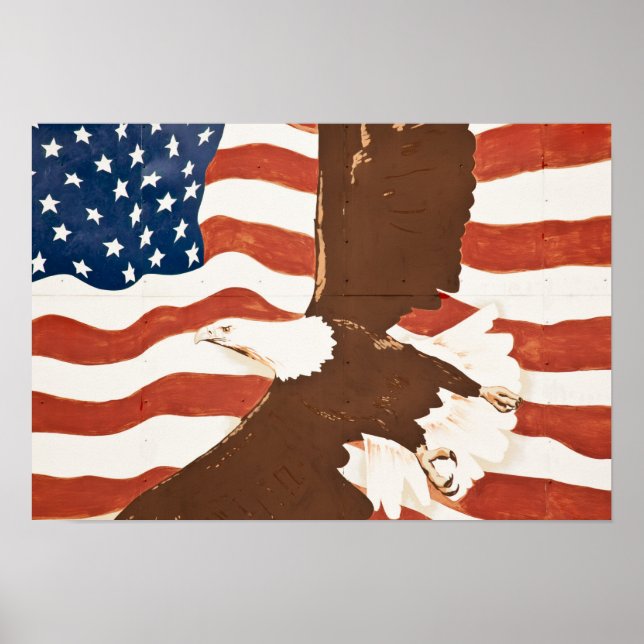 USA, Louisiana, Port Allen. Patriotic mural Poster (Front)