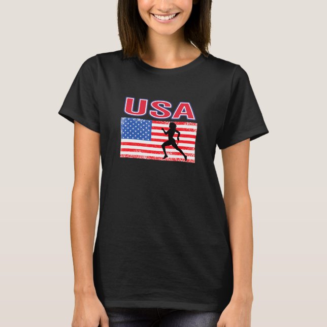 Usa Loves Track And Field Summer Games American Fl T-Shirt (Front)
