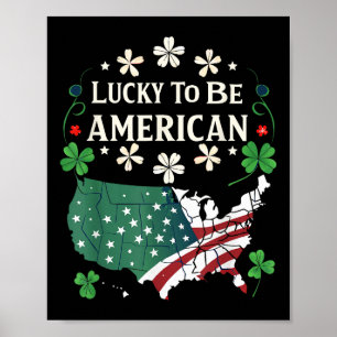 Usa Lucky Clover Map - Shamrock American St. Poster