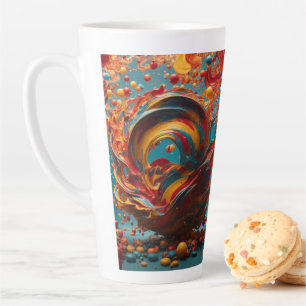 USA-Made Large Latte Mug. Colourful Ceramic Cup. Latte Mug