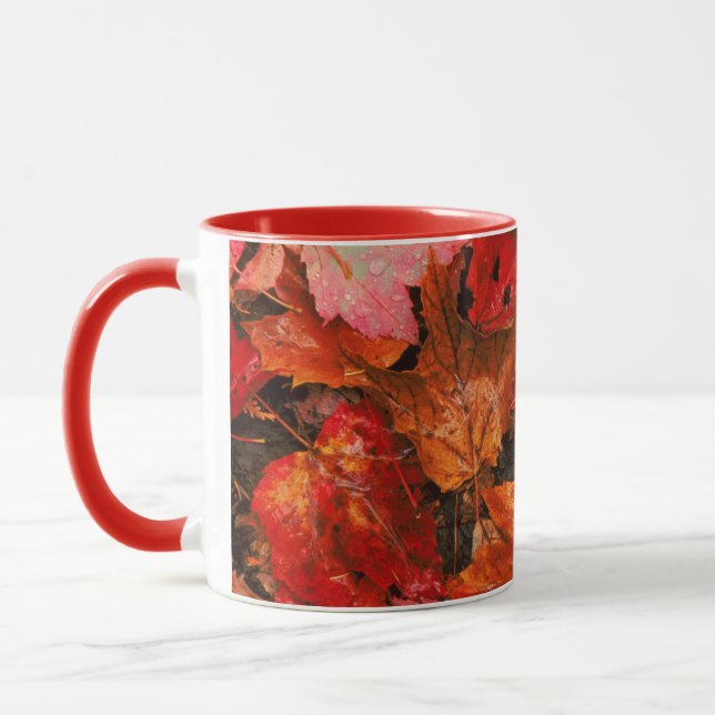 USA, Maine. Autumn maple leaves Mug (Left)