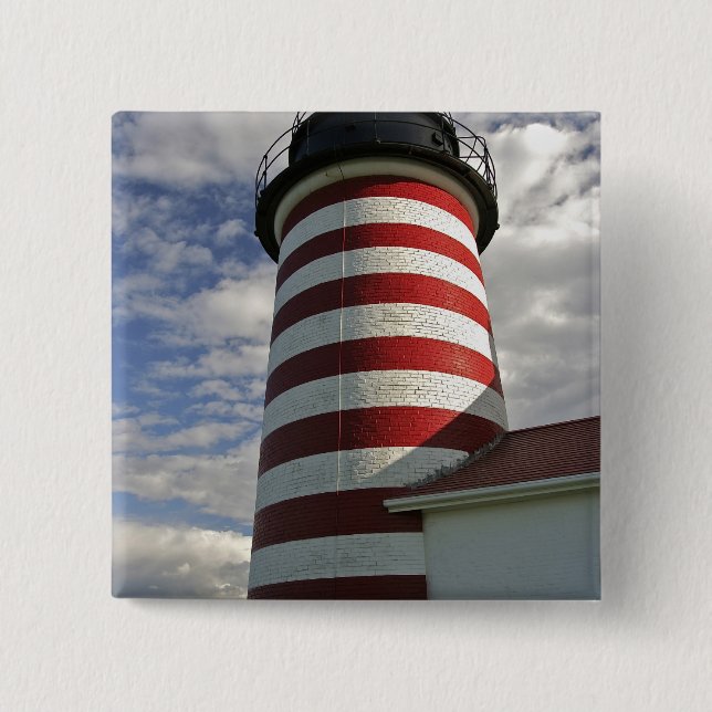 USA, Maine, Lubec. West Quoddy Head LIghthouse 15 Cm Square Badge (Front)