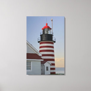 USA, Maine, Lubec. West Quoddy Head Lighthouse, Canvas Print