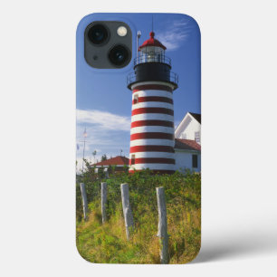 USA, Maine, Lubec. West Quoddy Head Lighthouse iPhone 13 Case