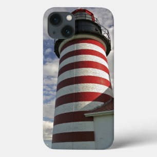 USA, Maine, Lubec. West Quoddy Head LIghthouse iPhone 13 Case