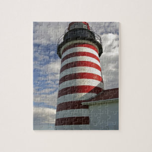 USA, Maine, Lubec. West Quoddy Head LIghthouse Jigsaw Puzzle
