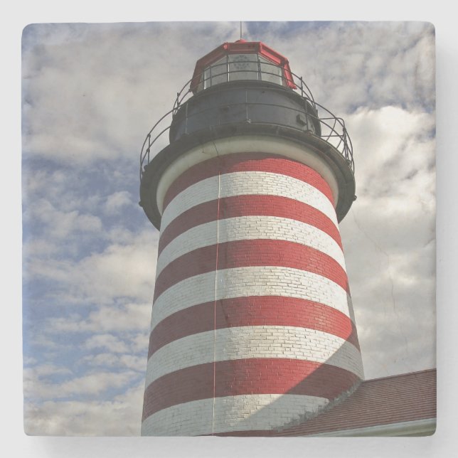 USA, Maine, Lubec. West Quoddy Head LIghthouse Stone Coaster (Front)