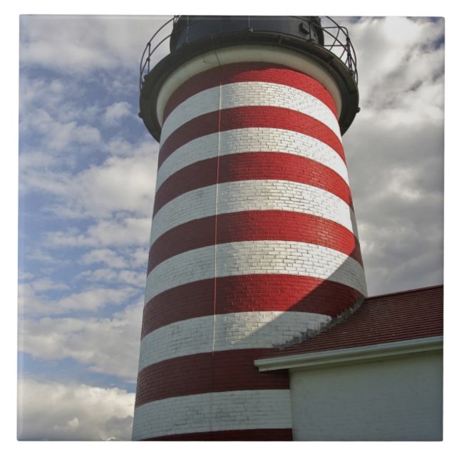 USA, Maine, Lubec. West Quoddy Head LIghthouse Tile (Front)