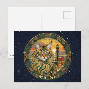 USA Maine state symbols Postcard