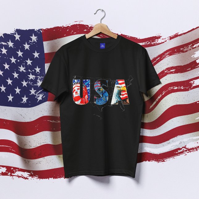 USA Map American Flag 4th of July Independence day T-Shirt (Creator Uploaded)