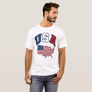 USA Map American Flag Patriotic T-Shirt