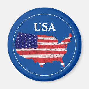 USA Map And Flag Magnet