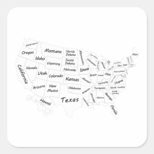 USA map black and white Square Sticker