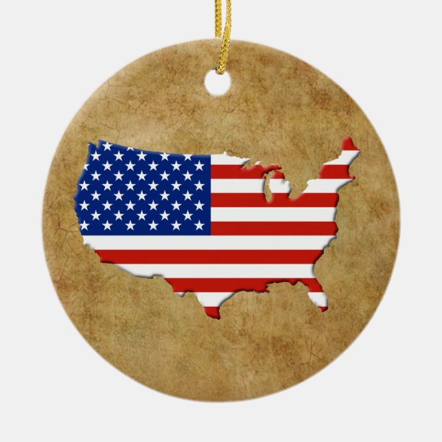 USA map Ceramic Tree Decoration (Front)
