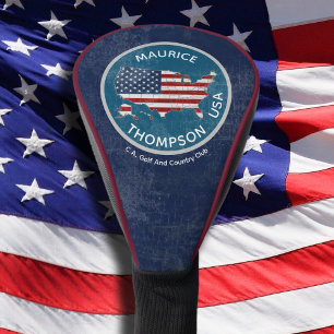 USA Map Custom American Patriotic Flag Golf Head Cover