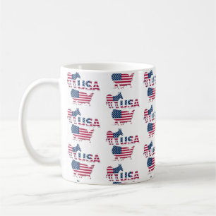 USA Map Flag Political Democratic Party Donkey Coffee Mug