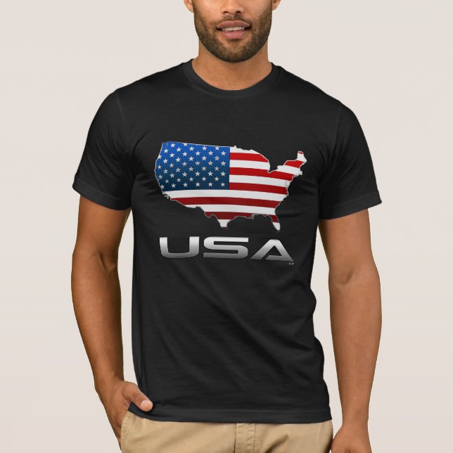 USA: Map & Flag T-Shirt (Front)