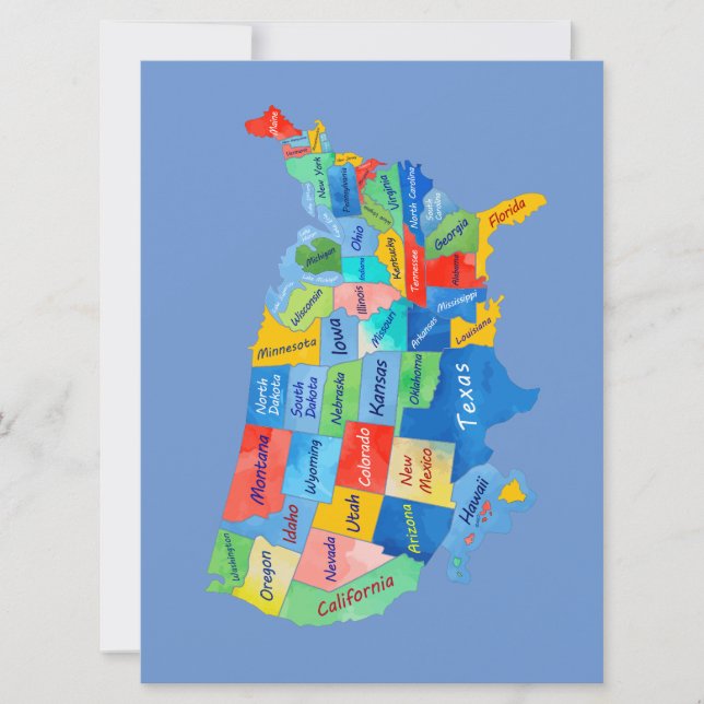 USA MAP HOLIDAY CARD (Front)