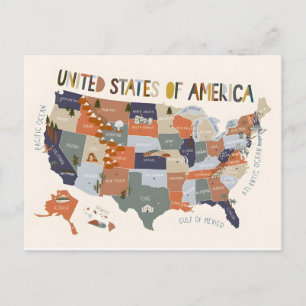 USA Map Postcard