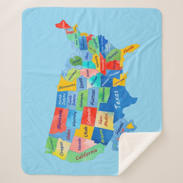USA Map Sherpa Blanket (Front)