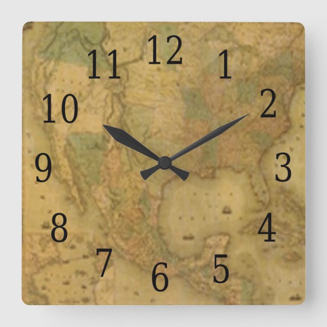 USA Map Square Clock (Front)