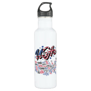 USA Map U.S. states America 710 Ml Water Bottle