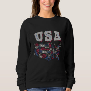 USA Map U.S. states America Sweatshirt