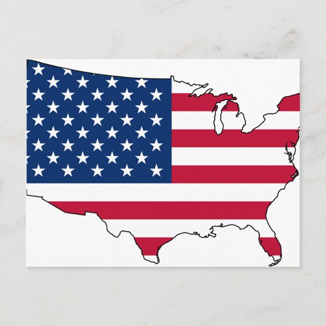 Usa Map, United States flag Postcard (Front)