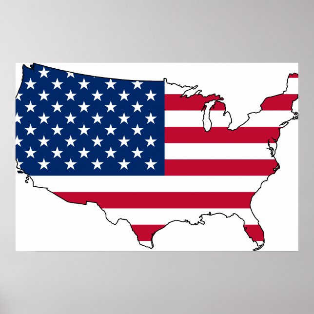 Usa Map, United States flag Poster (Front)