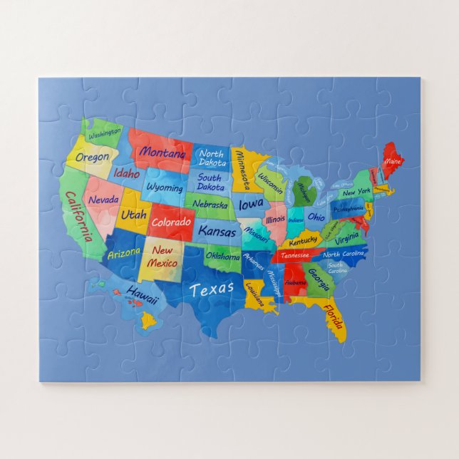 USA MAP watercolor artwork jigsaw puzzle (Horizontal)
