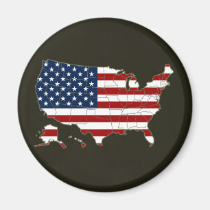 USA map with american flag Magnet