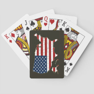 USA Map with american flag Playing Cards