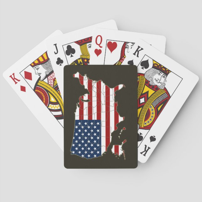 USA Map with american flag Playing Cards (Back)