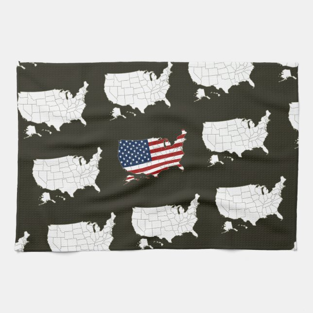 USA map with american flag Tea Towel (Horizontal)