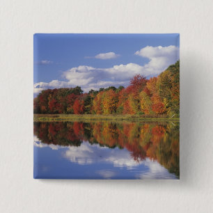 USA, Massachusetts, Acton. Reflection of autumn 15 Cm Square Badge
