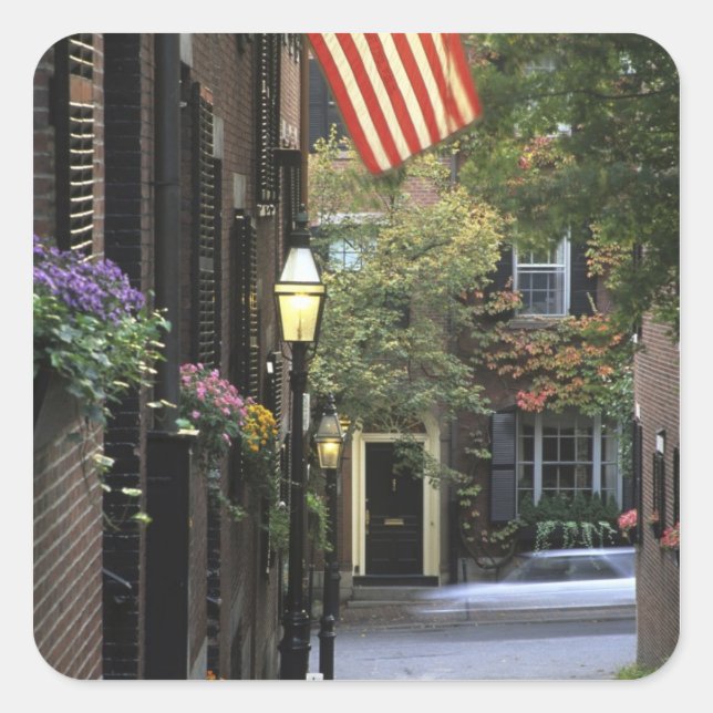 USA, Massachusetts, Boston, Beacon Hill. Square Sticker (Front)