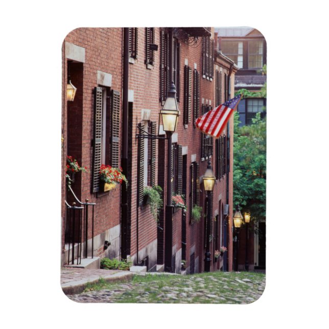 USA, Massachusetts, Boston, Houses Along Acorn Magnet (Vertical)