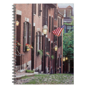 USA, Massachusetts, Boston, Houses Along Acorn Spiral Notebook