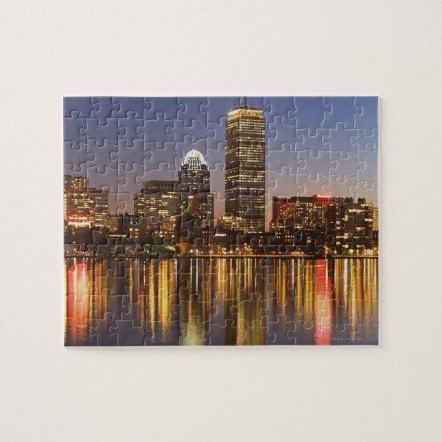 USA, Massachusetts, Boston skyline at dusk 2 Jigsaw Puzzle (Horizontal)