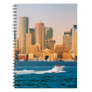 USA, Massachusetts. Boston Waterfront Panorama Spiral Notebook