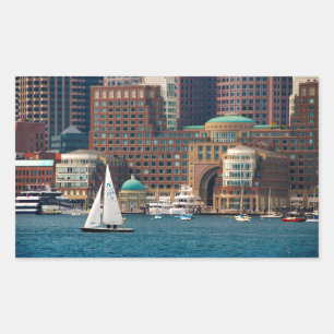 USA, Massachusetts. Boston Waterfront Skyline 2 Rectangular Sticker