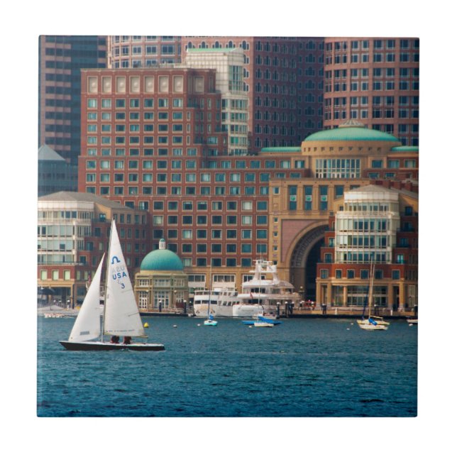 USA, Massachusetts. Boston Waterfront Skyline 2 Tile (Front)