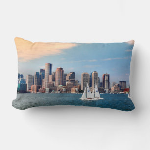USA, Massachusetts. Boston Waterfront Skyline 3 Lumbar Cushion