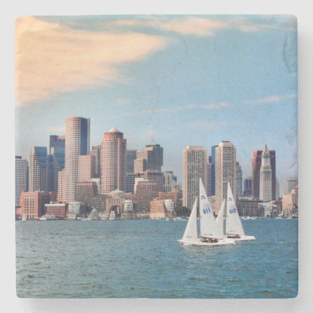 USA, Massachusetts. Boston Waterfront Skyline 3 Stone Coaster (Front)