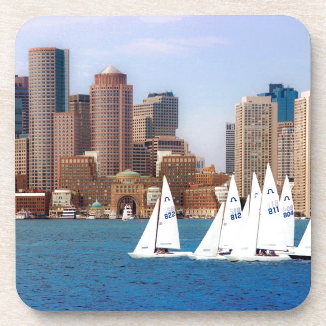 USA, Massachusetts. Boston Waterfront Skyline 4 Coaster (Front)